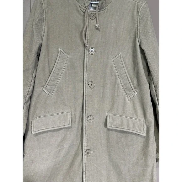 Vintage Polo Jeans Co Ralph Lauren Corduroy Hooded Trench Coat Khaki L G - Picture 2 of 8